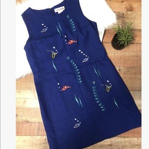 NWT Victoria Holley embroidered aquatic fish dress